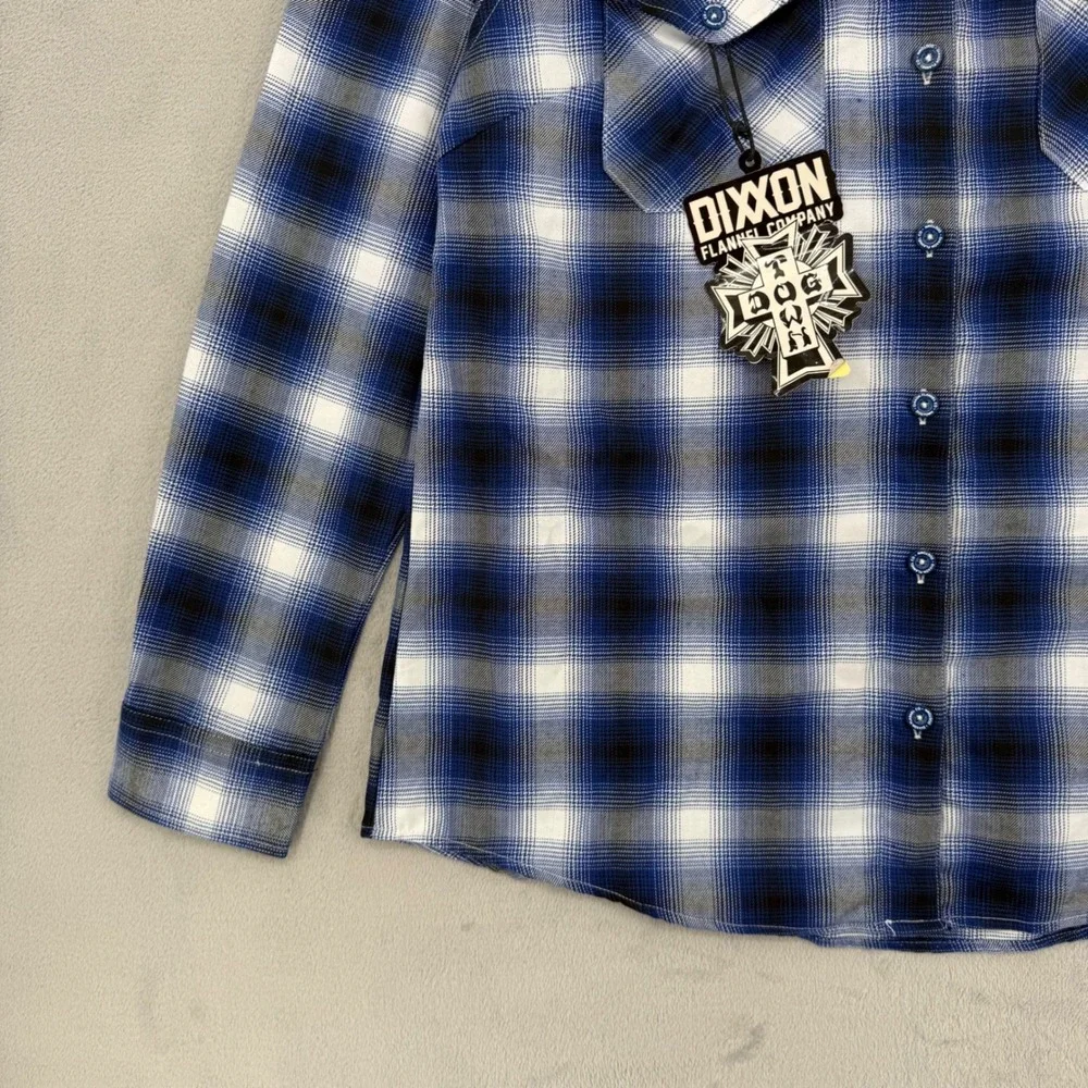 Dixxon Flannel Co x Dogtown Blue Plaid D-Tech Shirt Womens XL New With Tags - Picture 4 of 14